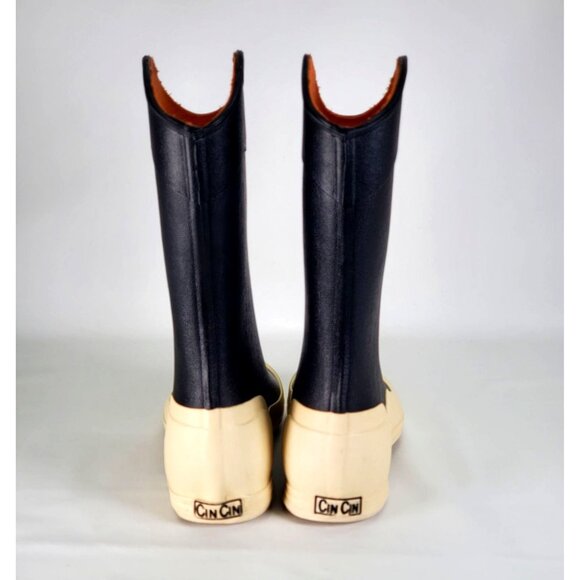 Cin Cin Women's Black / White Rubber Waterproof Rain Boot Size 8 1455 - Picture 5 of 12